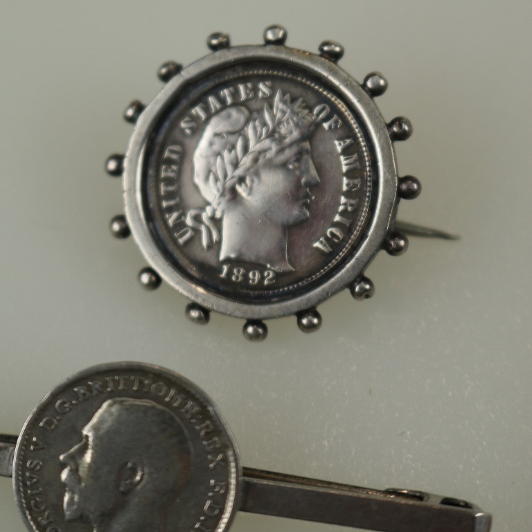 A collection of antique silver Coin Jewellery pendant & Brooches of various dates - Image 5