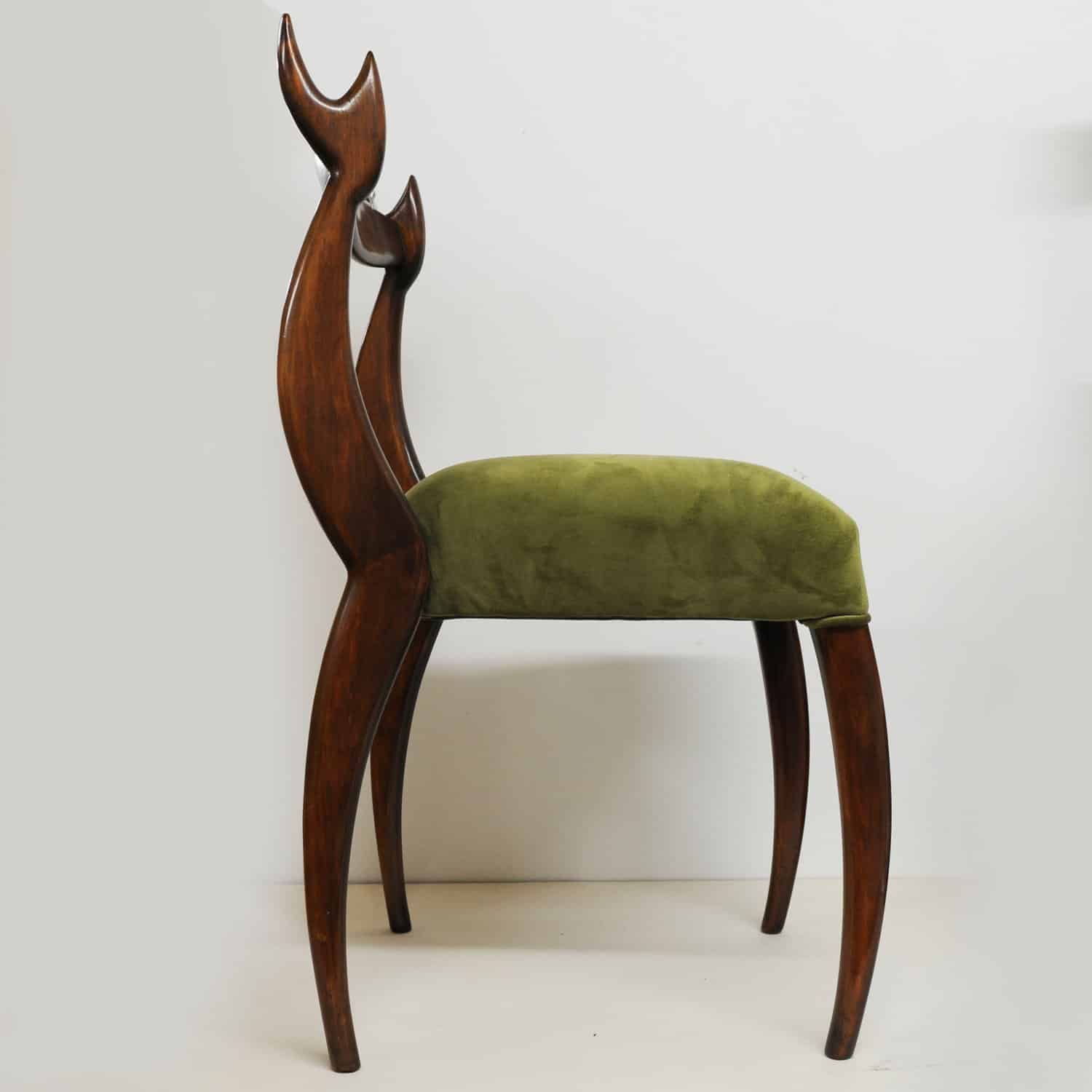 Vintage ‘My Dear Chairs’ In Green Velvet By Sergio Savarese For Dialogica, 1980s (Set Of 2)