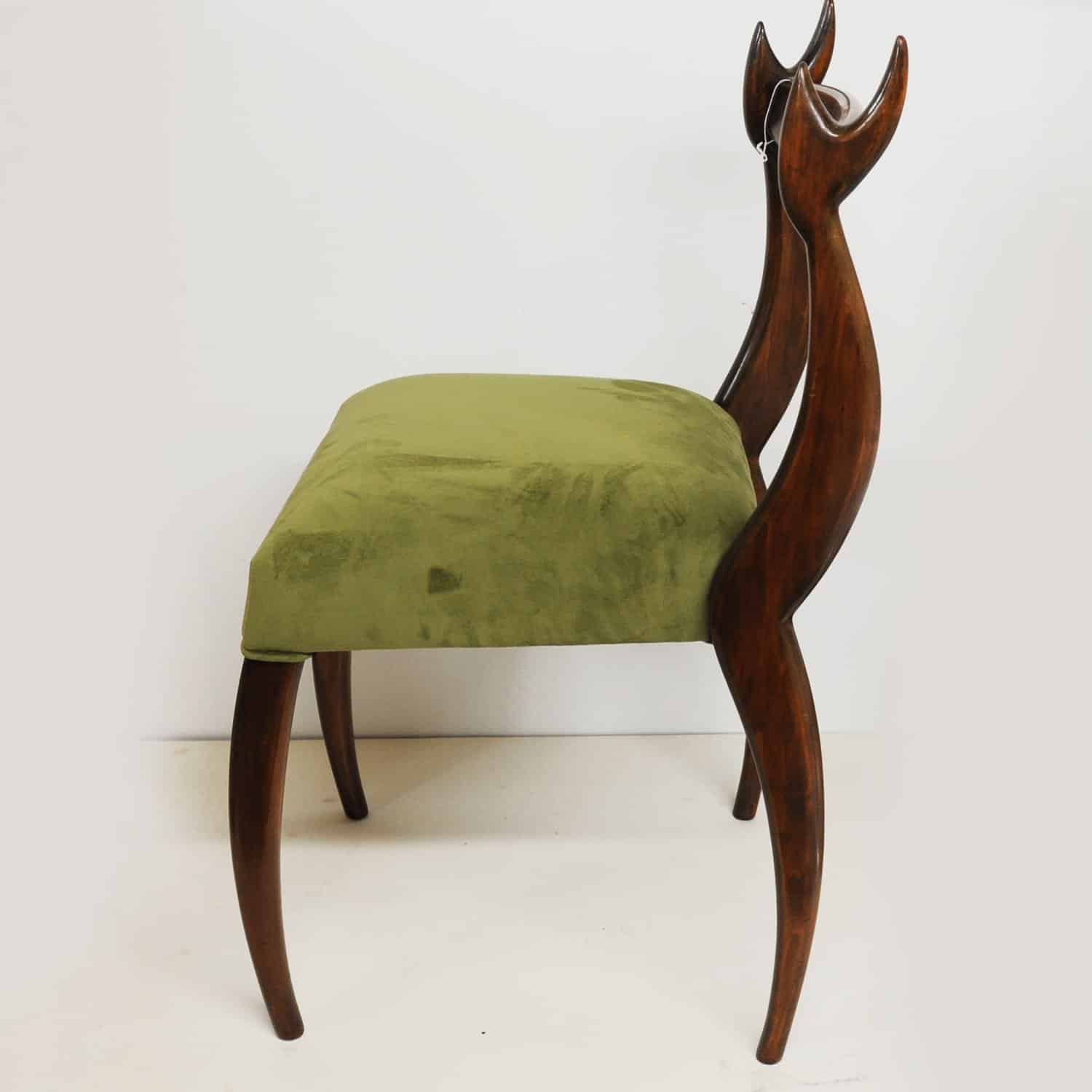 Vintage ‘My Dear Chairs’ In Green Velvet By Sergio Savarese For Dialogica, 1980s (Set Of 2)