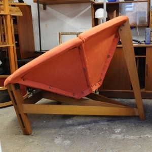 Mid Century Fibreglass Pink & Yellow Flower/ Daisy Chair On Wooden Tripod Stand, 1960s