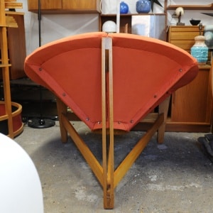 Mid Century Fibreglass Pink & Yellow Flower/ Daisy Chair On Wooden Tripod Stand, 1960s
