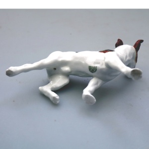 A scarce Royal Doulton porcelain standing Bull Terrier Dog Figurine HN 1100 C.1934