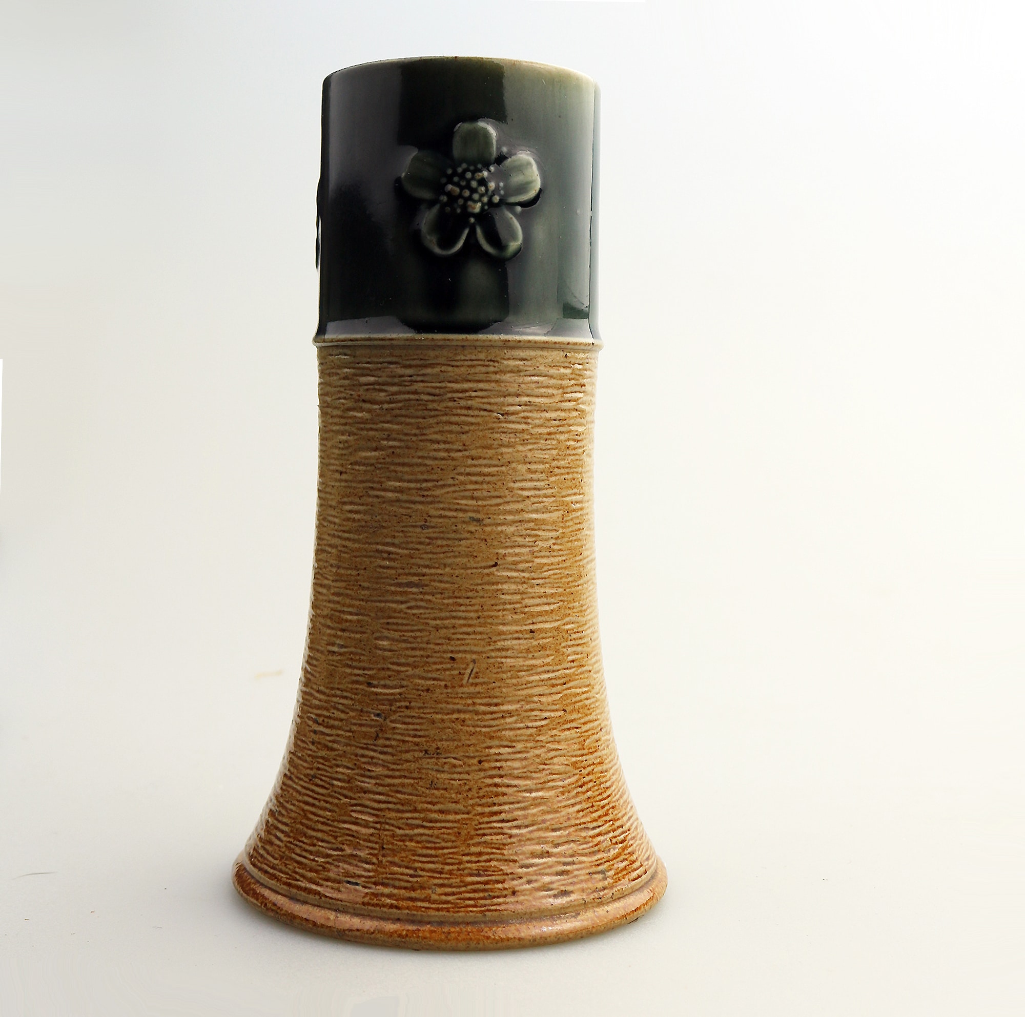 A Royal Doulton British art pottery ceramic green band stoneware Vase C.1900