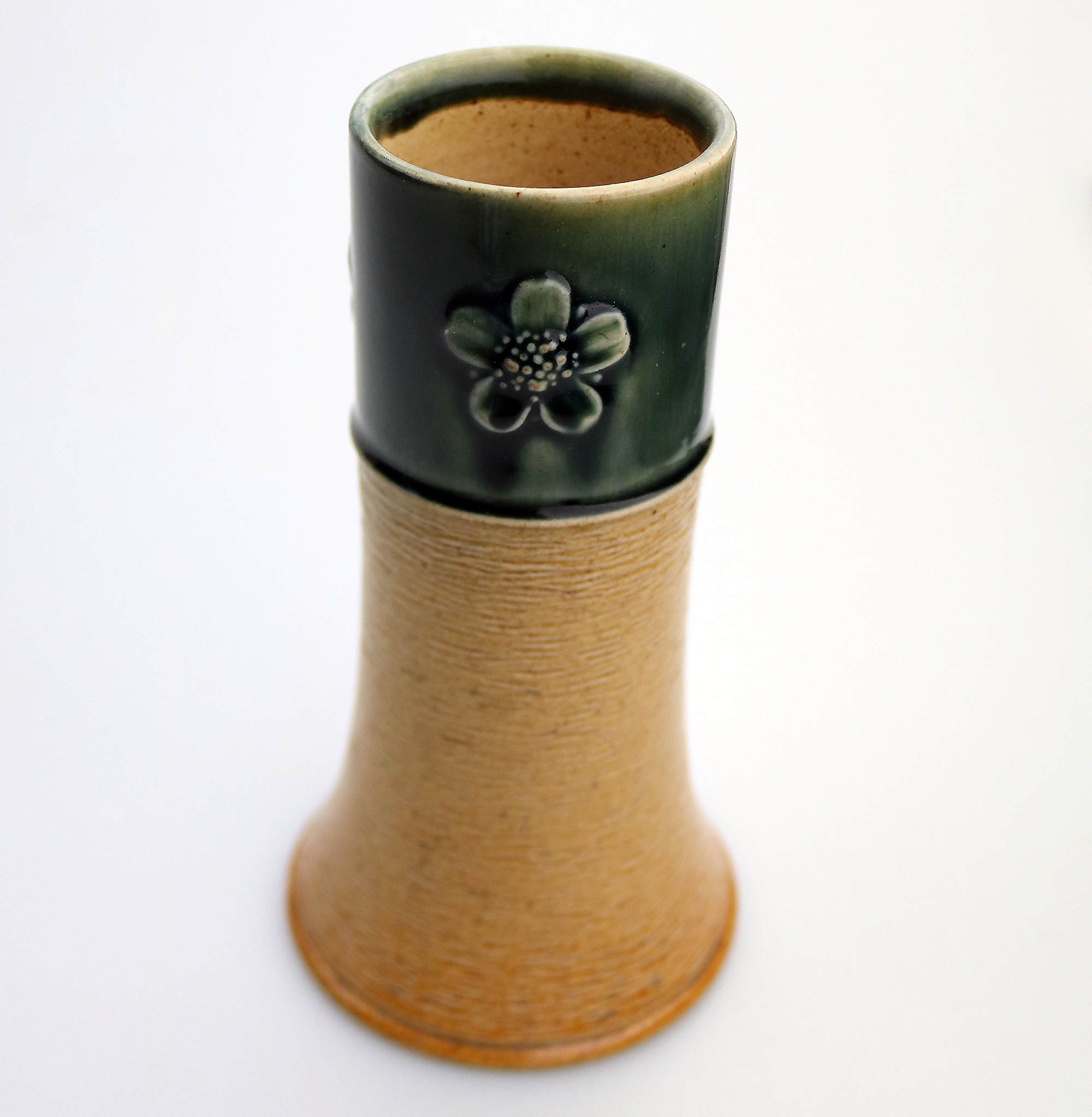A Royal Doulton British art pottery ceramic green band stoneware Vase C.1900