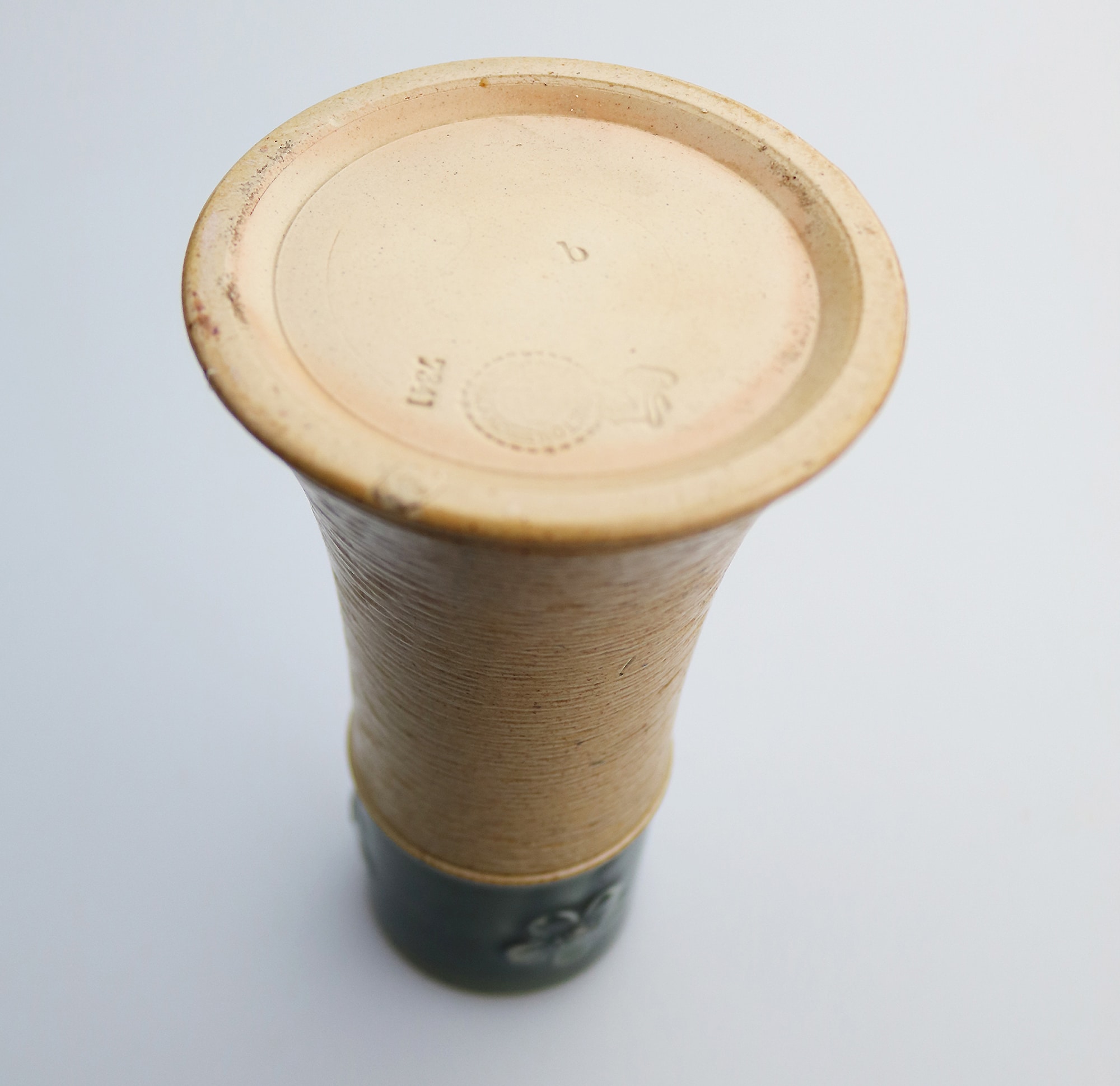 A Royal Doulton British art pottery ceramic green band stoneware Vase C.1900