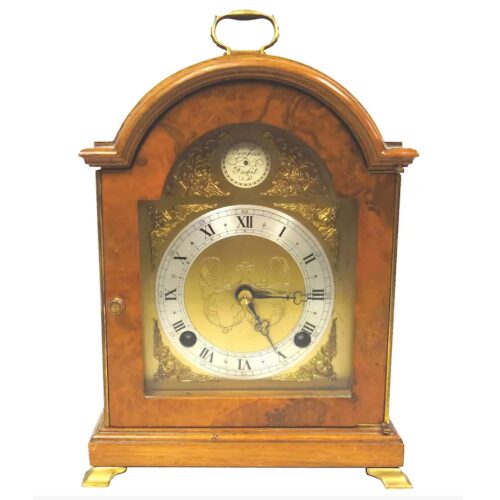 A good George III style walnut 2 train striking 8 day Elliott Mantle Clock C.20thC