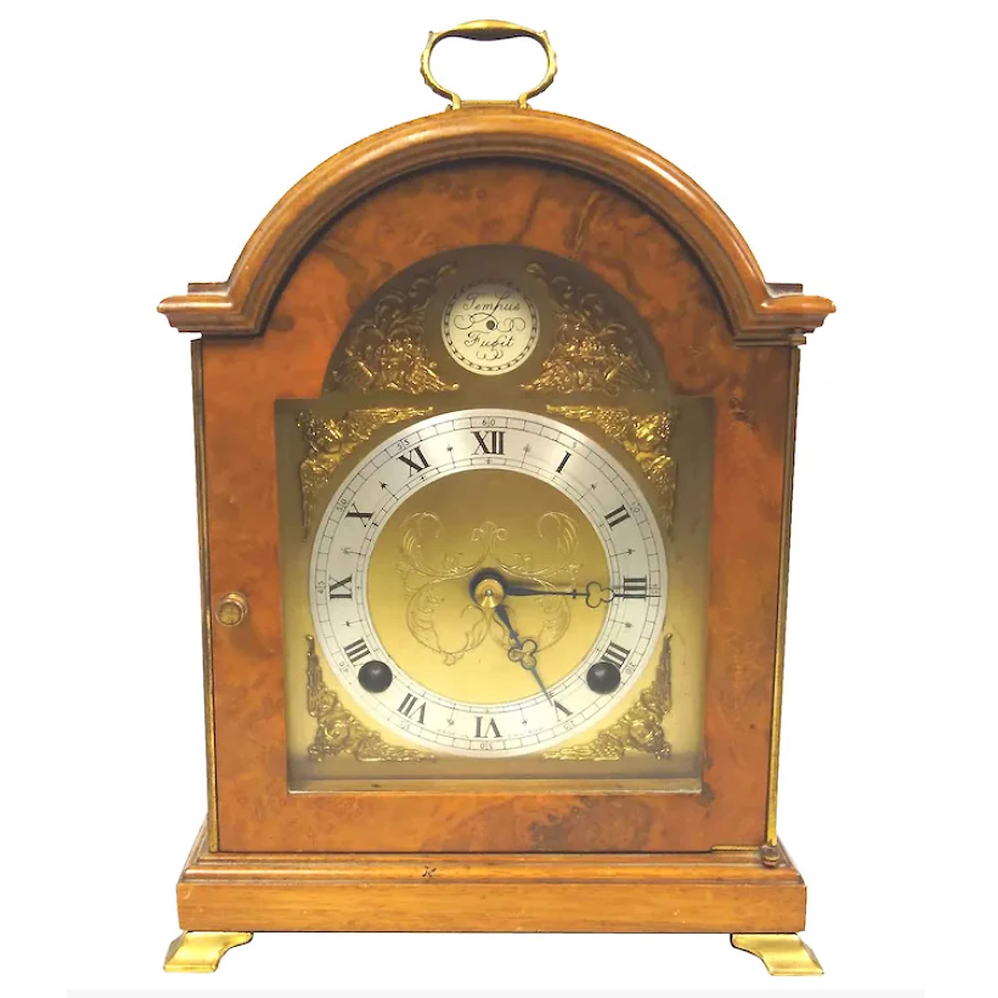 A good George III style walnut 2 train striking 8 day Elliott Mantle Clock C.20thC