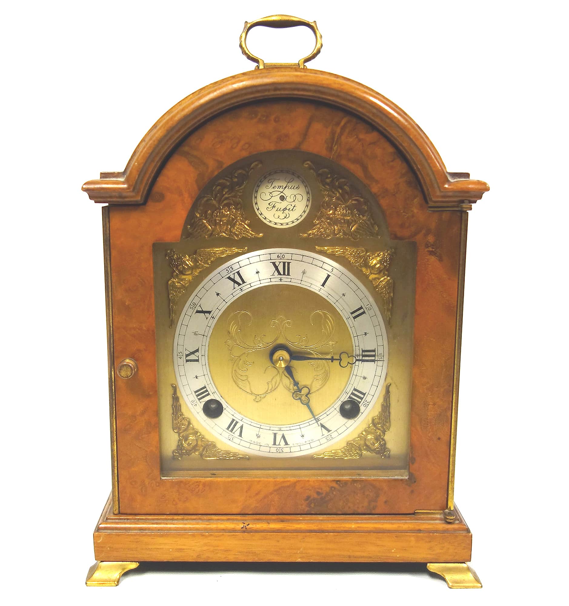 A good George III style walnut 2 train striking 8 day Elliott Mantle Clock C.20thC