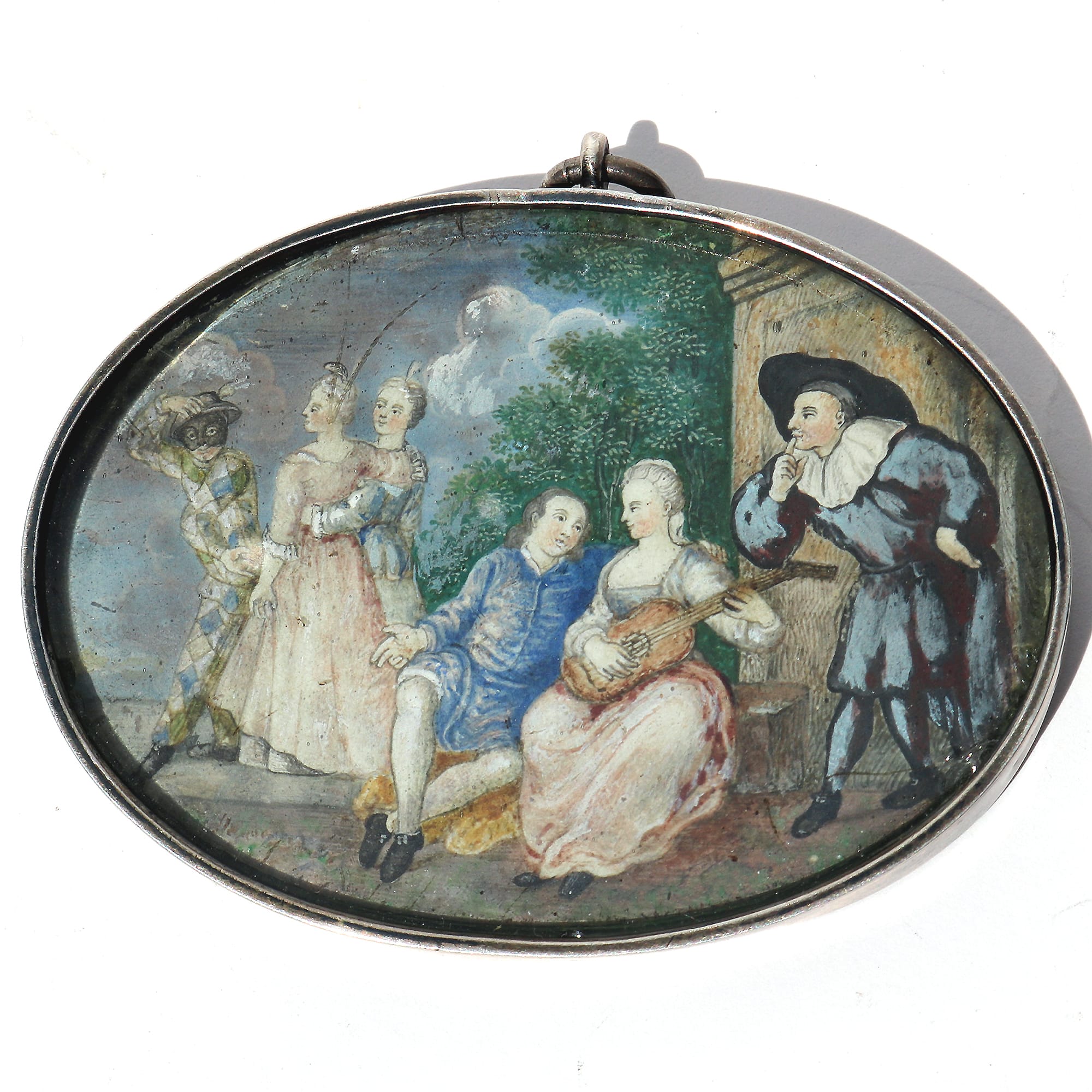 An extremely rare European Miniature Painting of a fete champêtre galante C.18thC