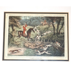 Antique Georgian framed mounted Samuel Howitt Sporting Hunting Print dated 1799