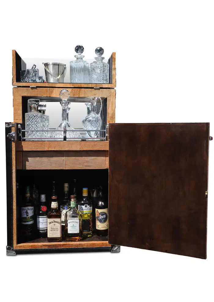Rare High-End Bespoke Shagreen Travelling Trunk Cocktail Bar by Ginger Brown