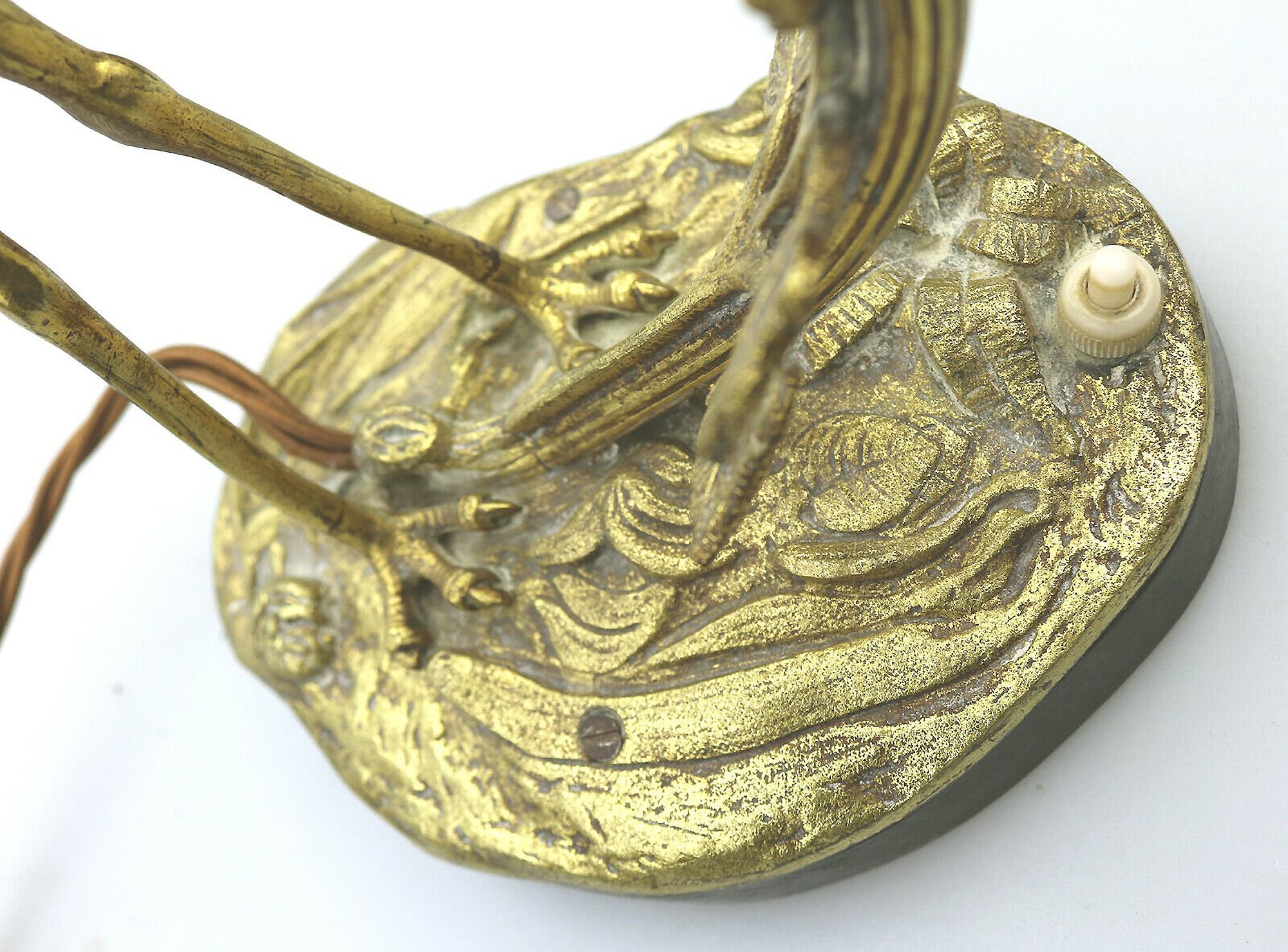 A good and impressive antique French novelty Heron Stork Table Lamp C.1910+