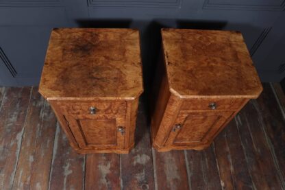 Antique Crafted English Antique Burr Walnut Bedside Cabinets x2 - Image 8
