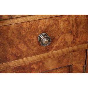 Antique Crafted English Antique Burr Walnut Bedside Cabinets x2
