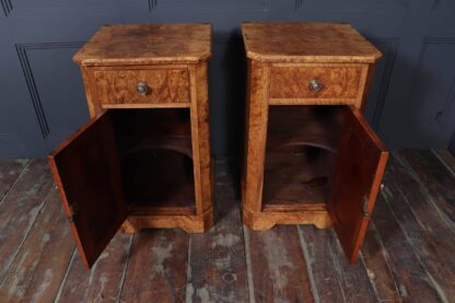 Antique Crafted English Antique Burr Walnut Bedside Cabinets x2 - Image 12