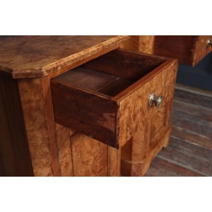 Antique Crafted English Antique Burr Walnut Bedside Cabinets x2