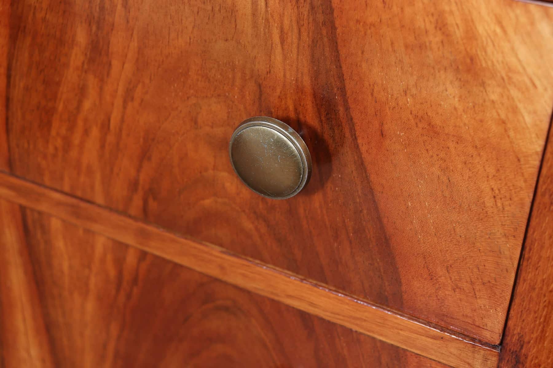 Tall Slim French Walnut Art Deco Chest Of Drawers