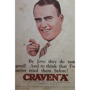 Cigarette advertising poster. 1920's era