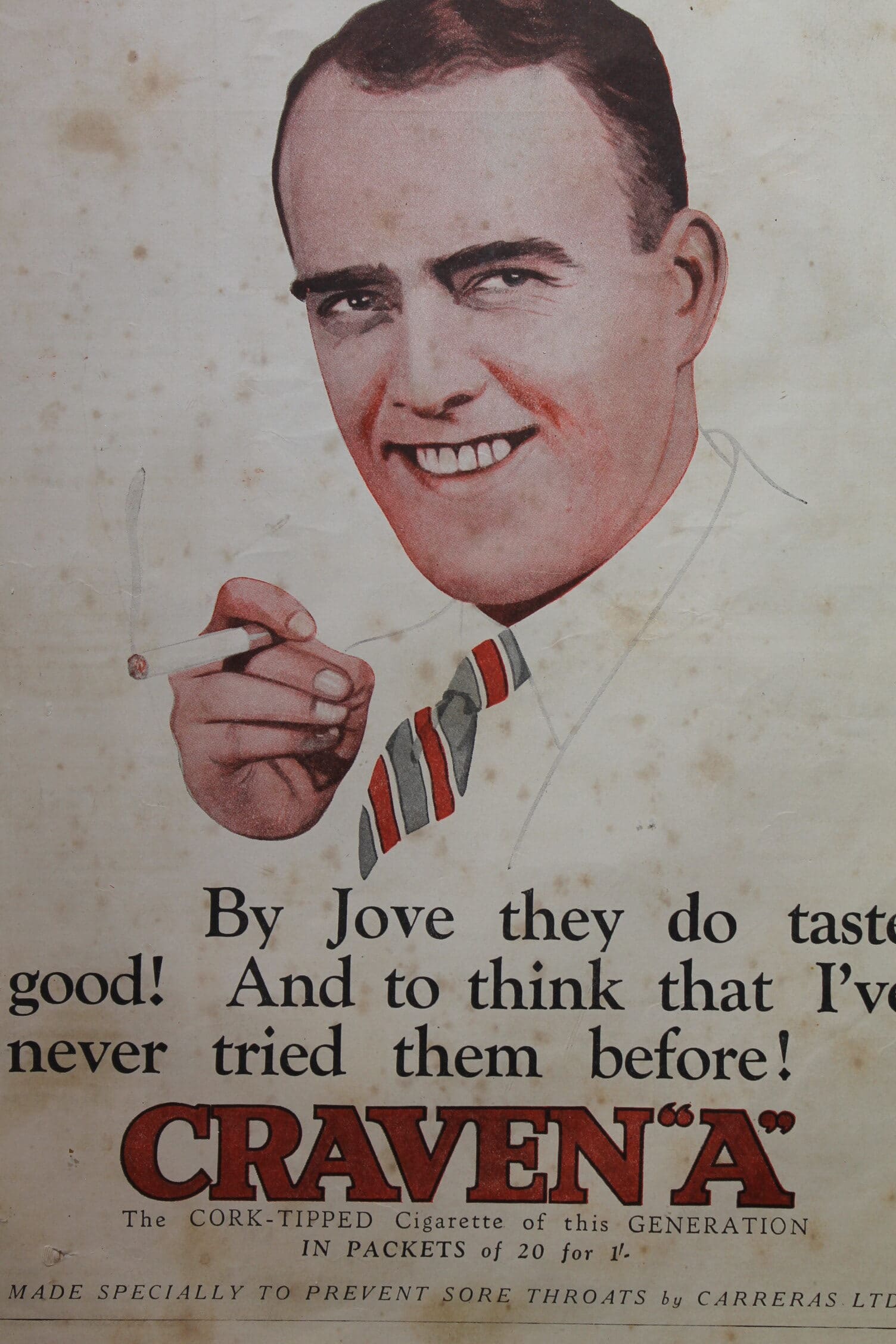 Cigarette advertising poster. 1920's era