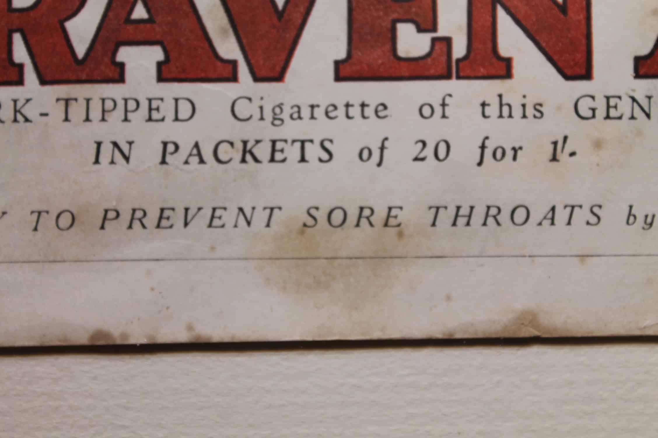 Cigarette advertising poster. 1920's era