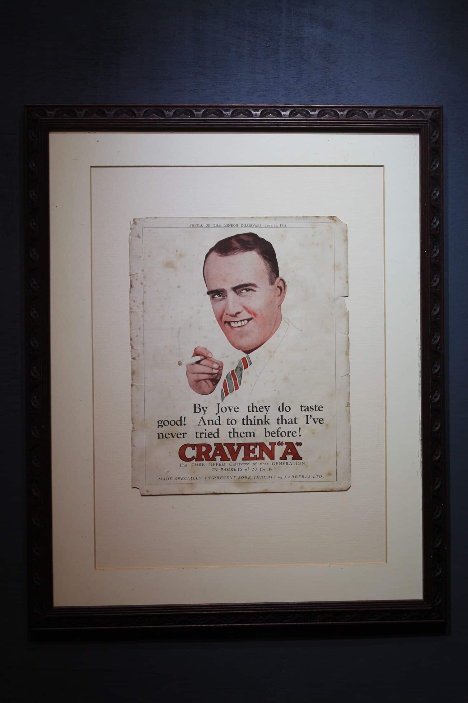 Cigarette advertising poster. 1920's era