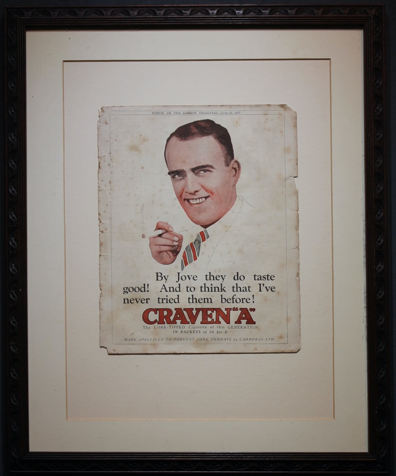 Cigarette advertising poster. 1920's era