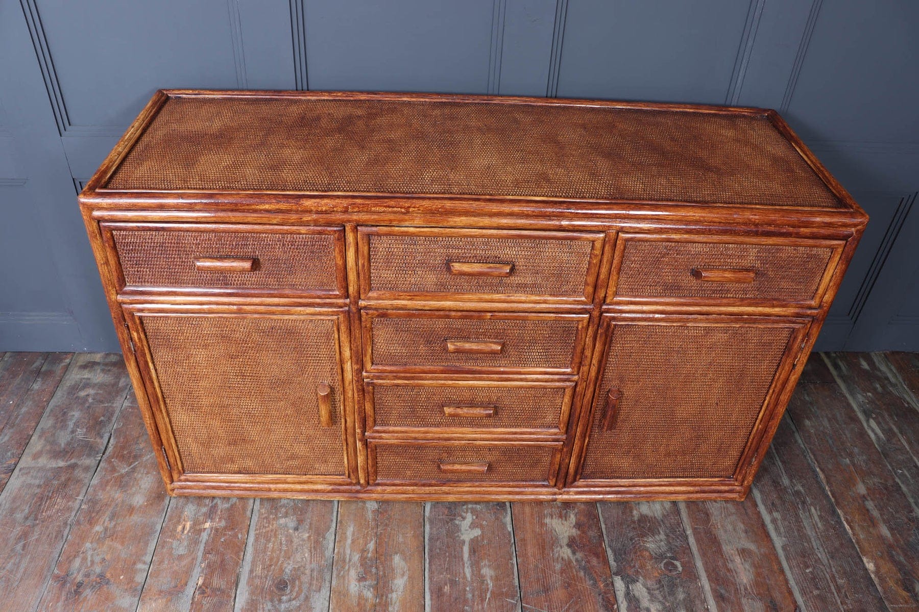 Vintage Rattan & Faux Bamboo Sideboard
