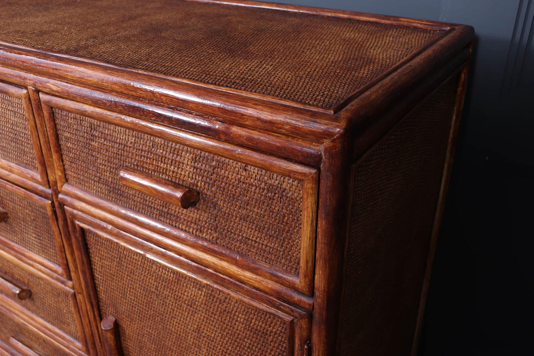 Vintage Rattan & Faux Bamboo Sideboard