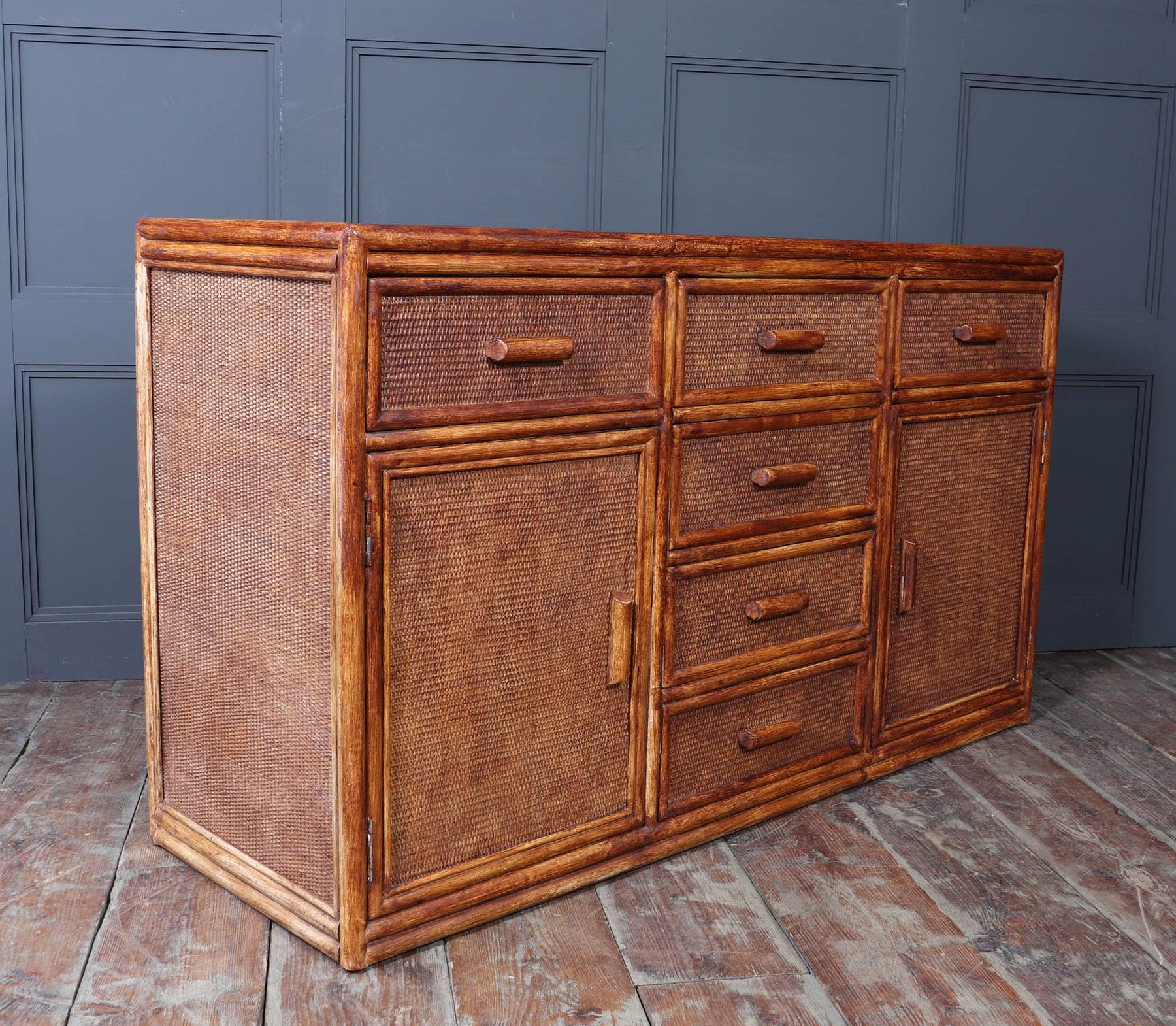 Vintage Rattan & Faux Bamboo Sideboard
