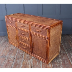 Vintage Rattan & Faux Bamboo Sideboard