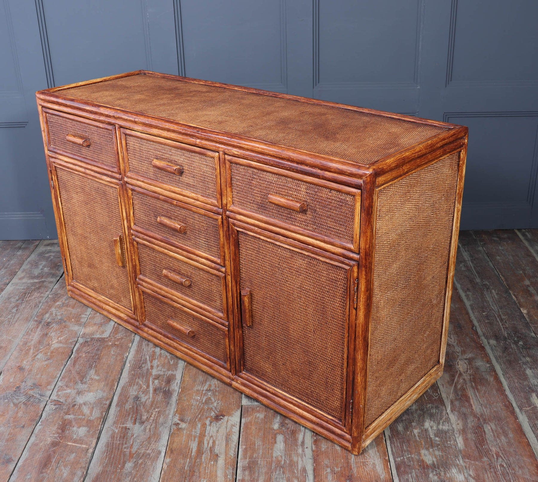 Vintage Rattan & Faux Bamboo Sideboard