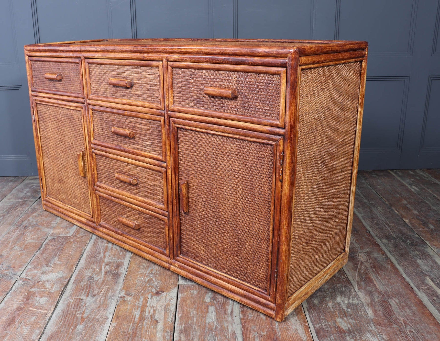 Vintage Rattan & Faux Bamboo Sideboard