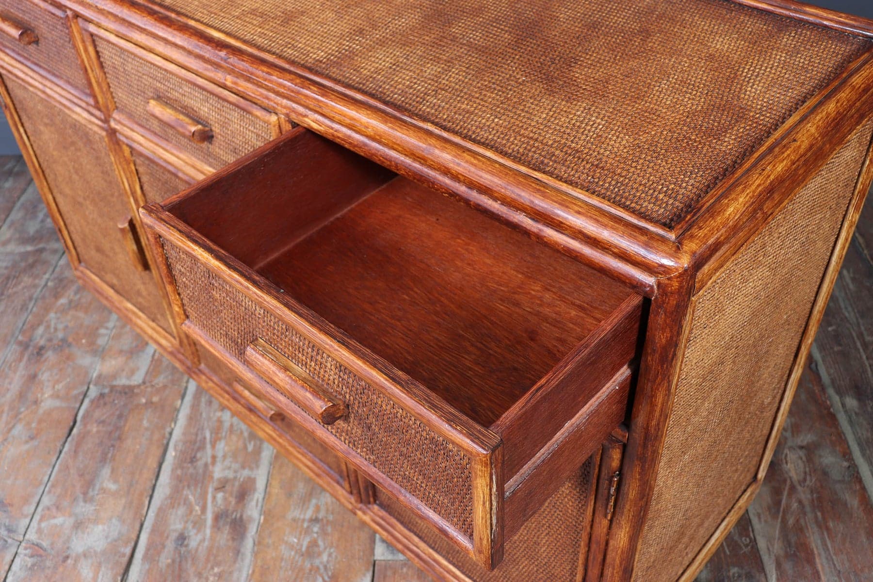 Vintage Rattan & Faux Bamboo Sideboard