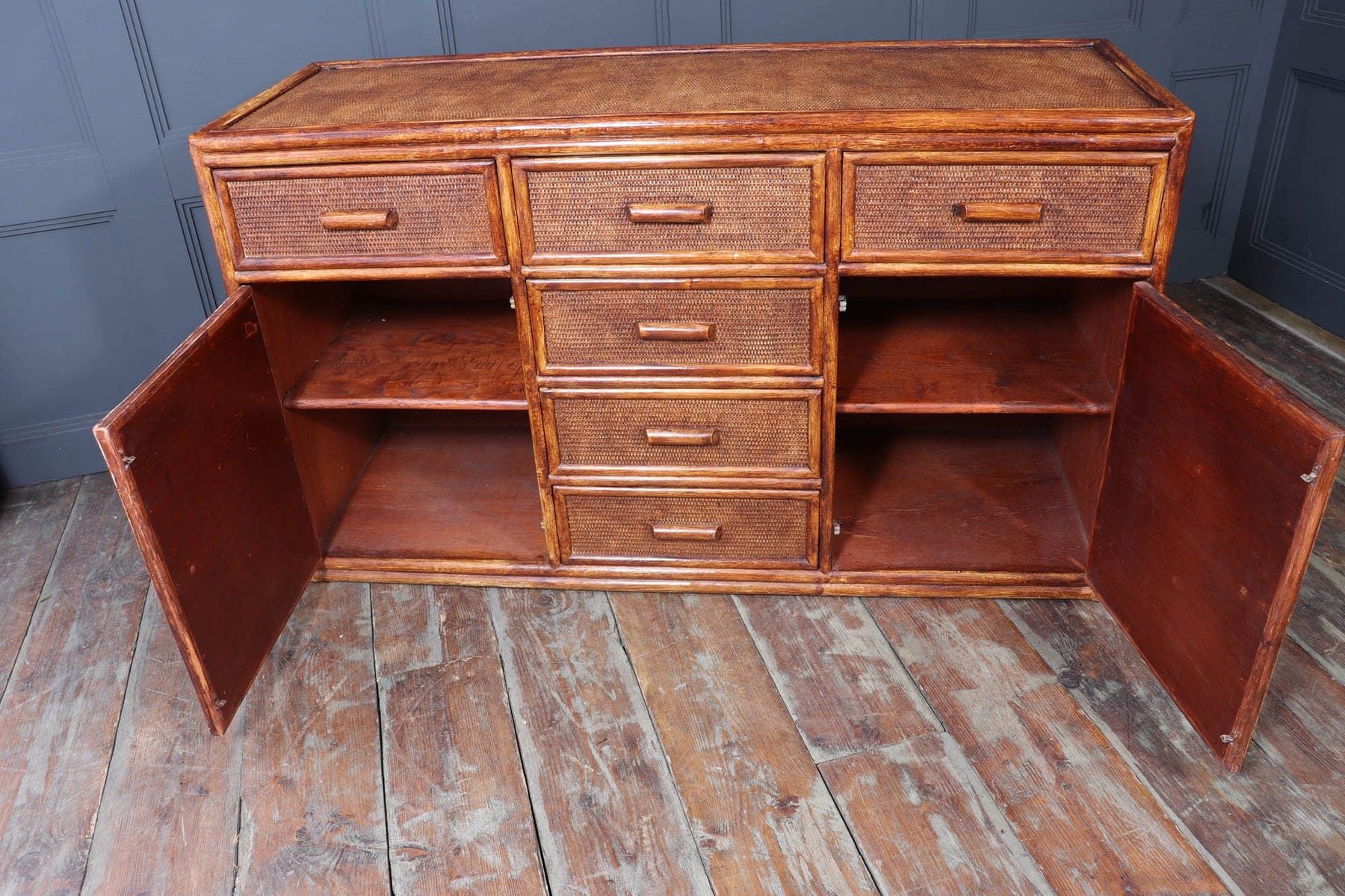 Vintage Rattan & Faux Bamboo Sideboard