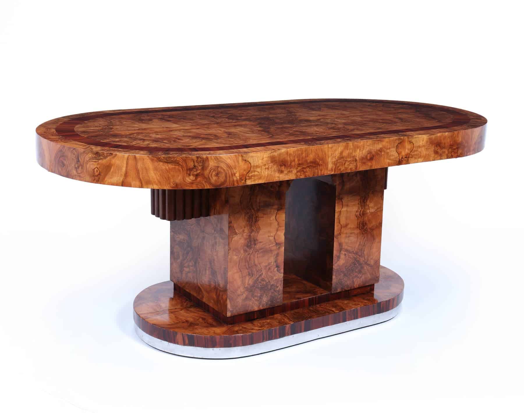 Stunning Italian Walnut Art Deco Dining Table C1930