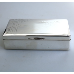 Sterling 950 solid silver Japanese bamboo design Jewellery Trinket Box C.1950's