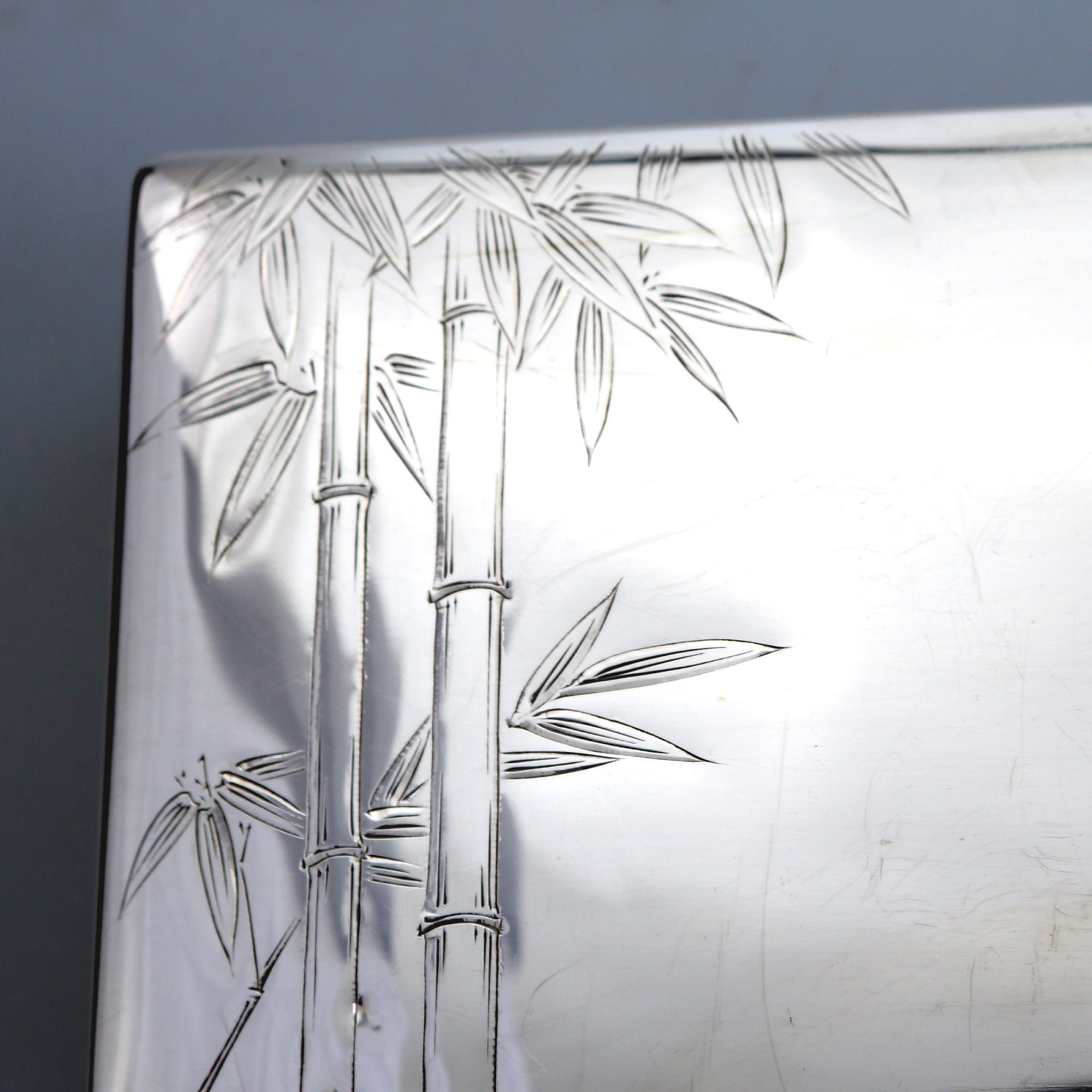 Sterling 950 solid silver Japanese bamboo design Jewellery Trinket Box C.1950's