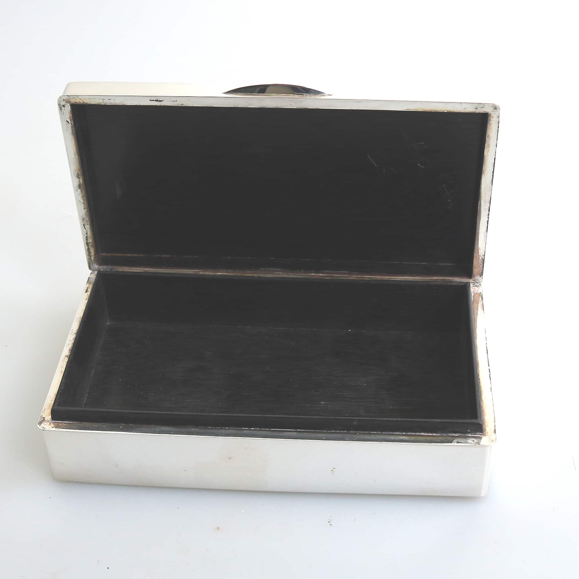 Sterling 950 solid silver Japanese bamboo design Jewellery Trinket Box C.1950's
