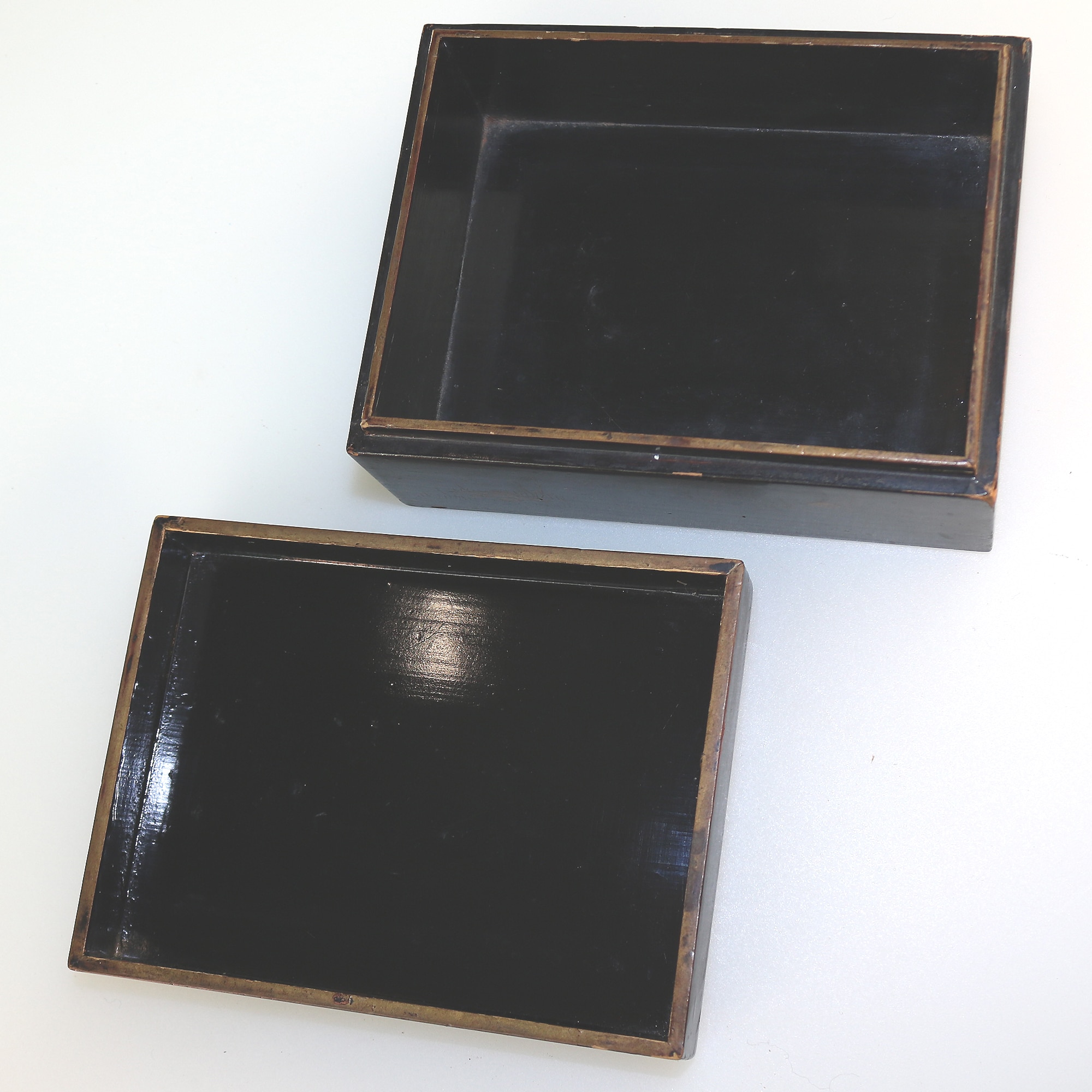 An antique Japanese black lacquer and gilt Card / Trinket Box C.1900