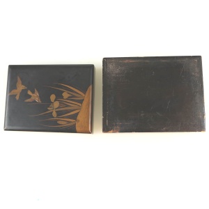An antique Japanese black lacquer and gilt Card / Trinket Box C.1900