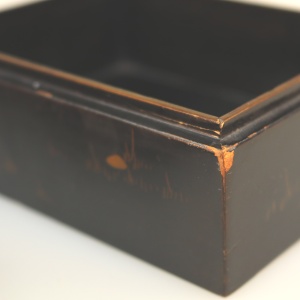 An antique Japanese black lacquer and gilt Card / Trinket Box C.1900