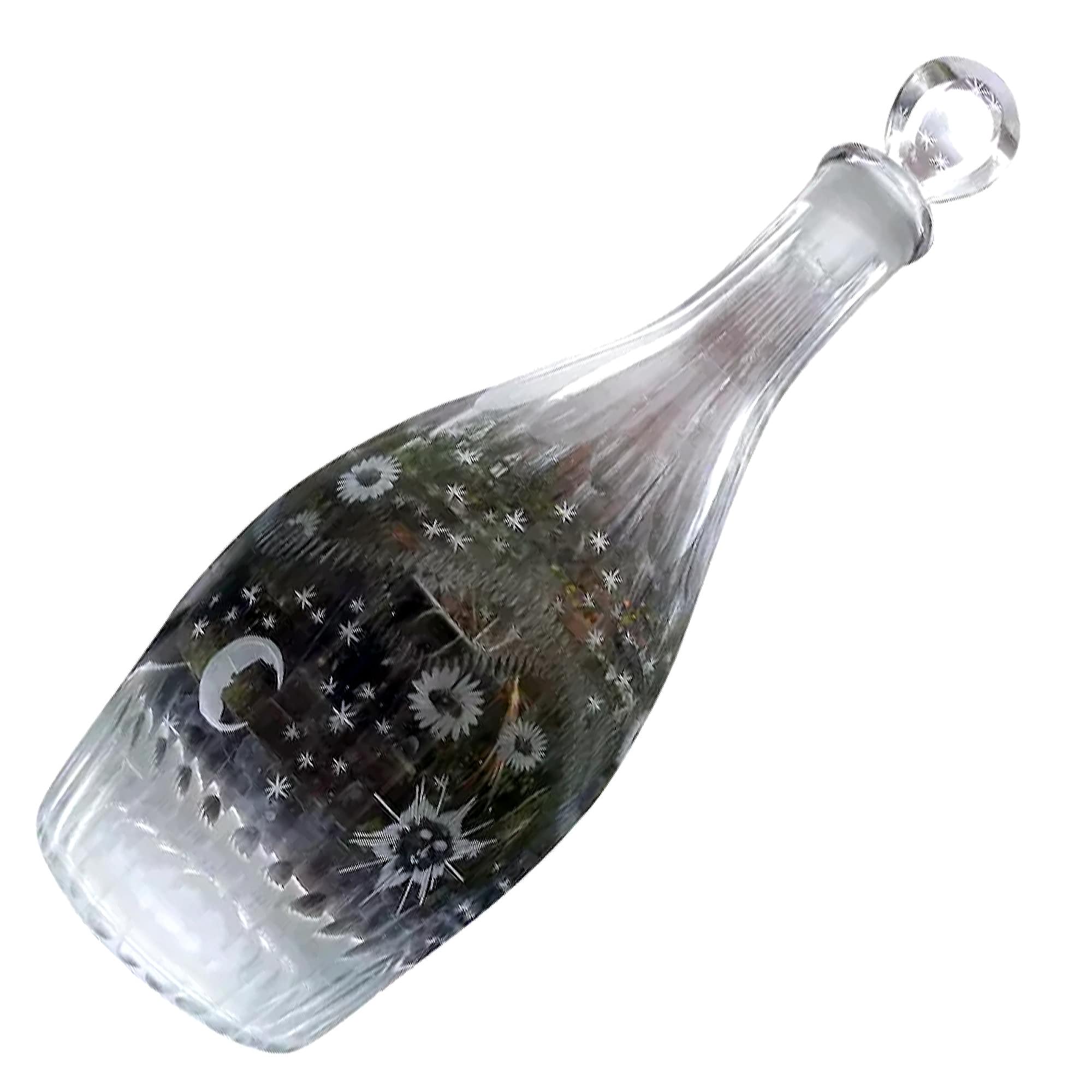 A fine Masonic antique Georgian Indian Club shape engraved glass Decanter C.1780