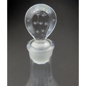 A fine Masonic antique Georgian Indian Club shape engraved glass Decanter C.1780