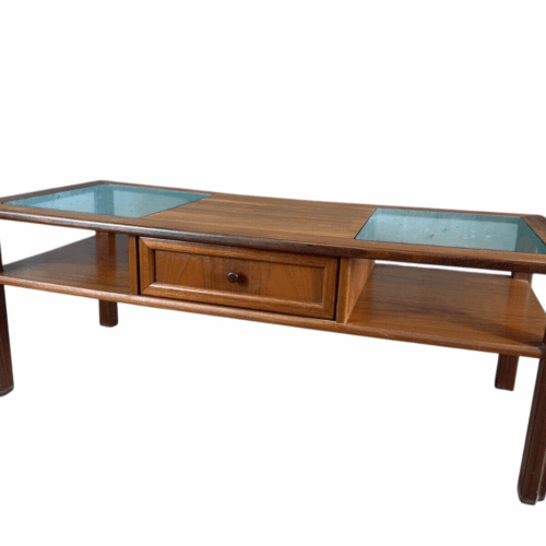 Mid Century Teak G Plan Glass Top Coffee Table