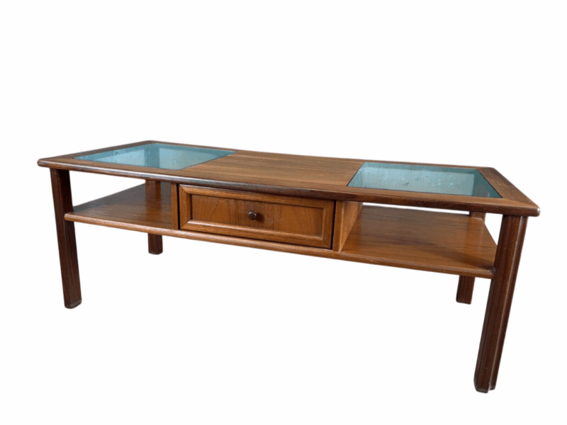 Mid Century Teak G Plan Glass Top Coffee Table