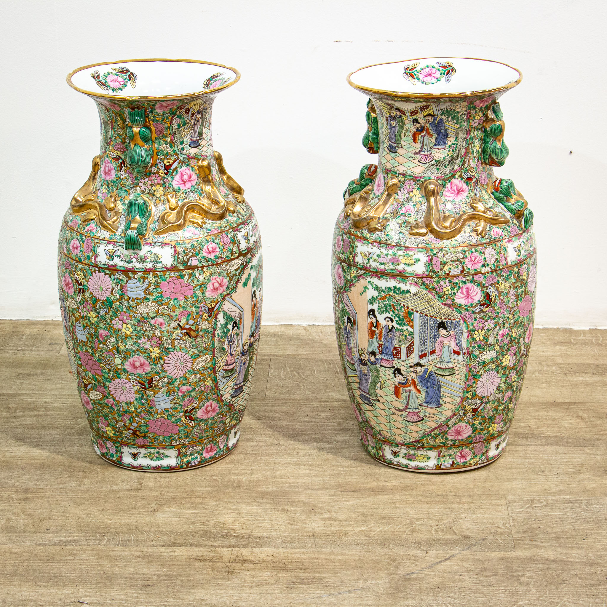 Pair of Large Qing Style Chinese Vases