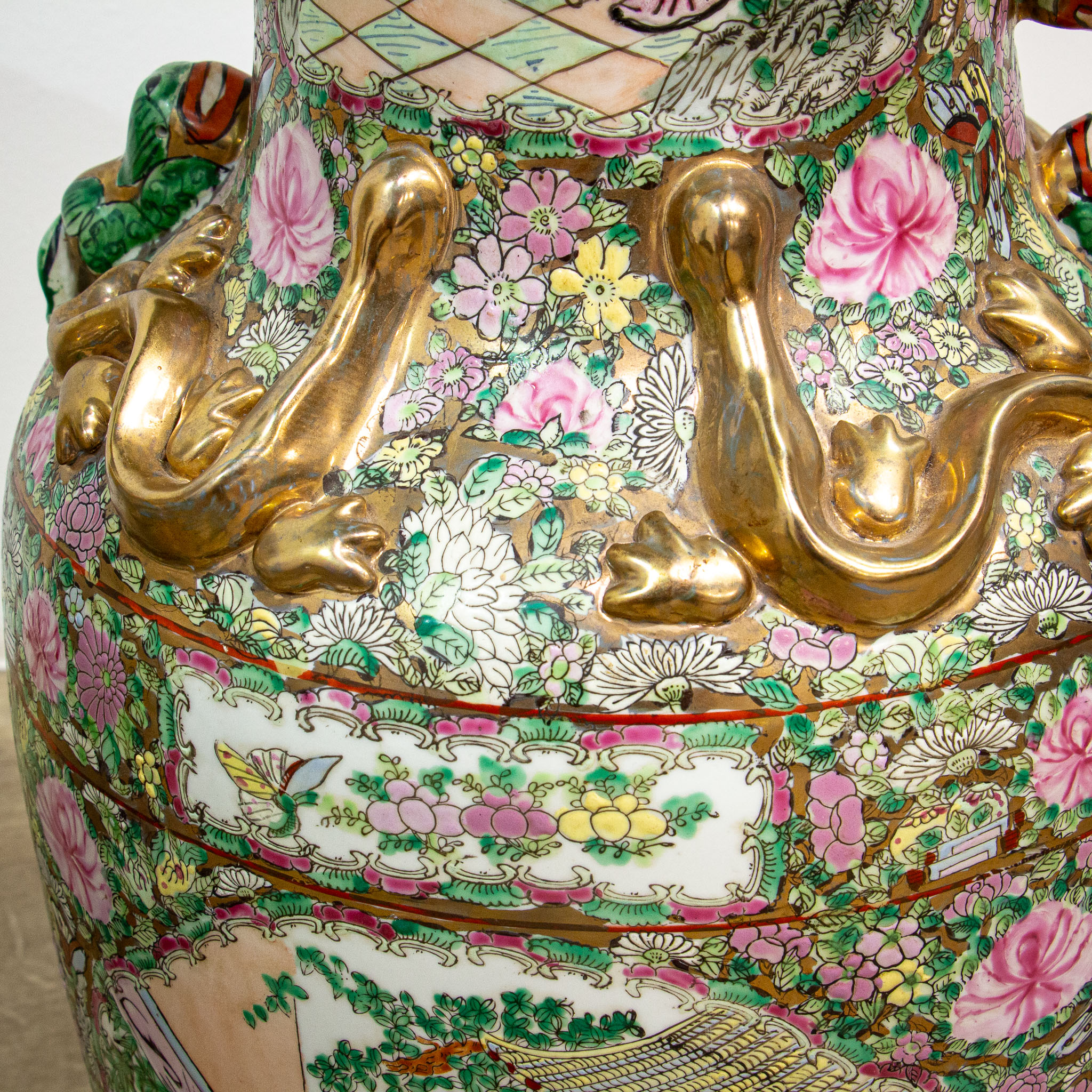 Pair of Large Qing Style Chinese Vases