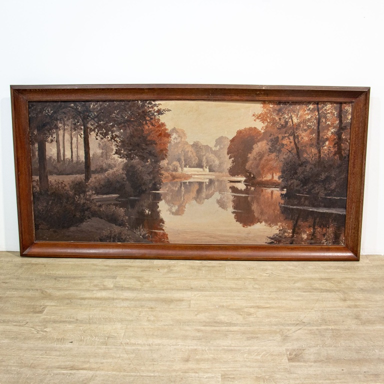 Large Landscape Oil on Board in Brown Tones