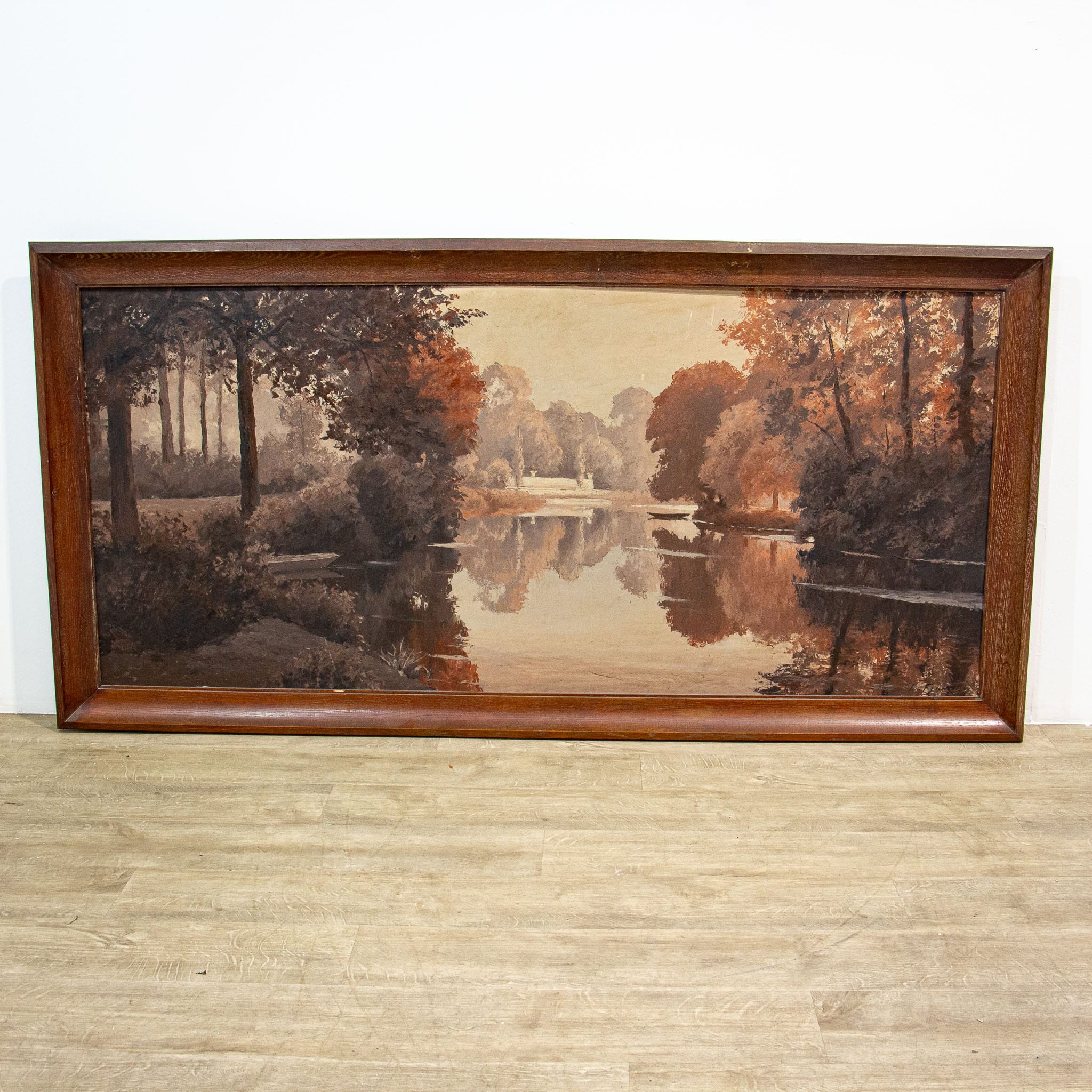 Large Landscape Oil on Board in Brown Tones