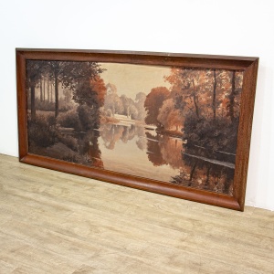 Large Landscape Oil on Board in Brown Tones